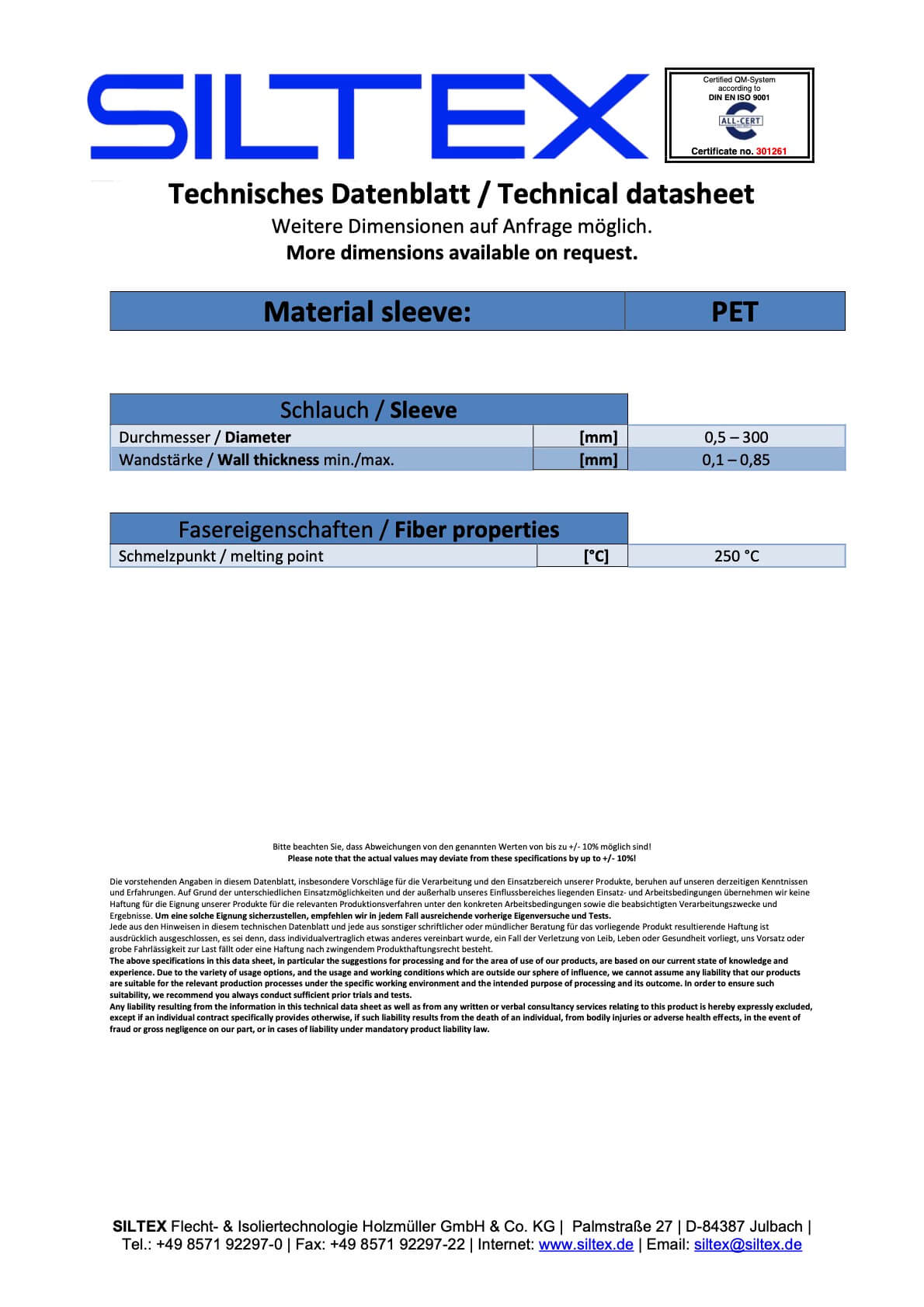 Perlon Datenblatt-Bild